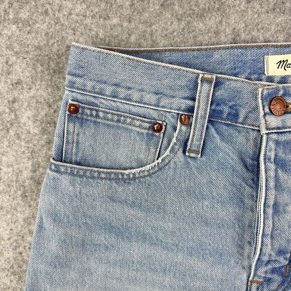 Madewell Relaxed Denim Shorts Womens 25 Light Wash Button Fly Raw Hem Boho 2" - Picture 3 of 13